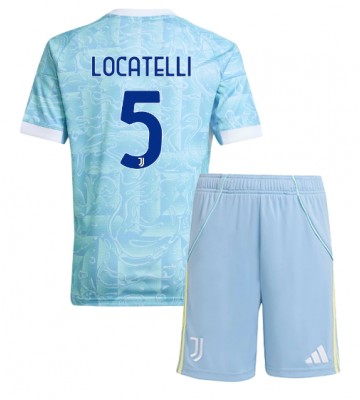 Juventus Manuel Locatelli #5 Replika Bortatröja Barn 2025-26 Kortärmad (+ Korta byxor)